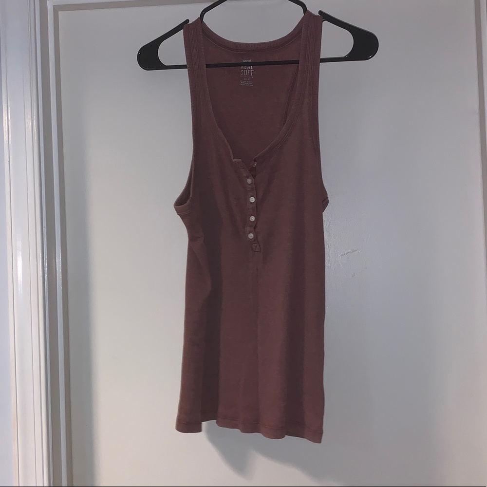 half button american eagle tee